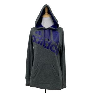 Adidas The Go To Hoodie Sweatshirt Womens M Medium Gray Thumbholes Pullover
